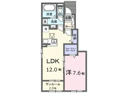 シャルマンV(1LDK/1階)の間取り写真
