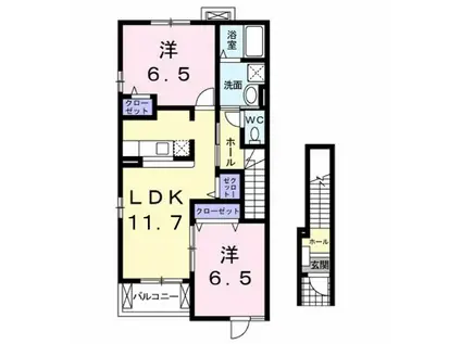 セリーンパークA(2LDK/2階)の間取り写真