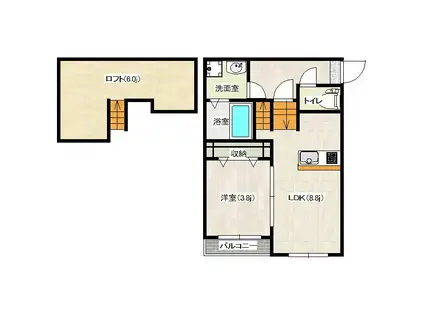 西鉄天神大牟田線 井尻駅 徒歩8分 2階建 築14年(1LDK/2階)の間取り写真