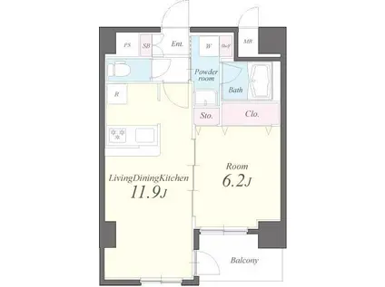 ドムス両国(1LDK/3階)の間取り写真