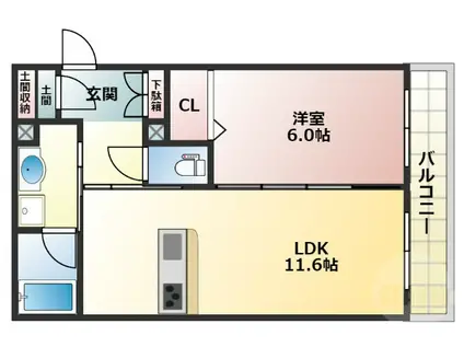 シャーメゾンヴェルジェ(1LDK/1階)の間取り写真