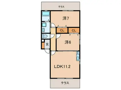 パールコースト(2LDK/1階)の間取り写真