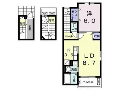 プランドール II(1LDK/3階)の間取り写真