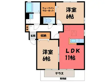 ロイヤルパレスII(2LDK/1階)の間取り写真