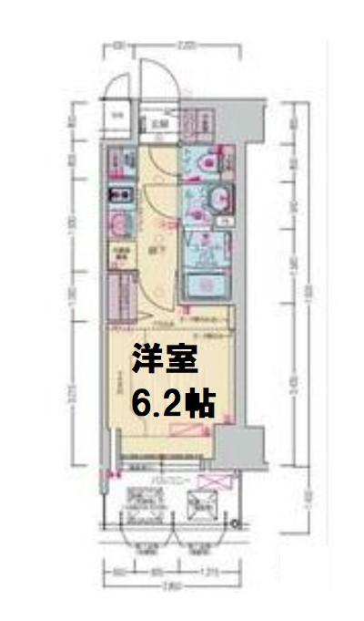 プレサンス堺筋本町ディスティニー(1K/14階)の間取り写真