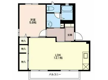 パラレルハウス(1LDK/1階)の間取り写真