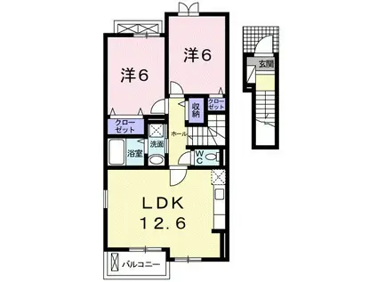 リリーハイツ富竹A(2LDK/2階)の間取り写真