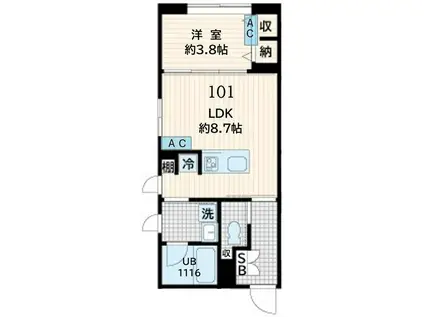 FULLEA恵比寿 エーデー200(1LDK/B1階)の間取り写真