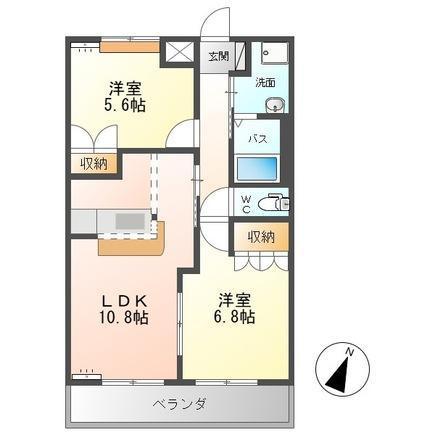ルミナス・ビアン(2LDK/2階)の間取り写真