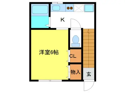 プチパレス銀杏(1K/2階)の間取り写真