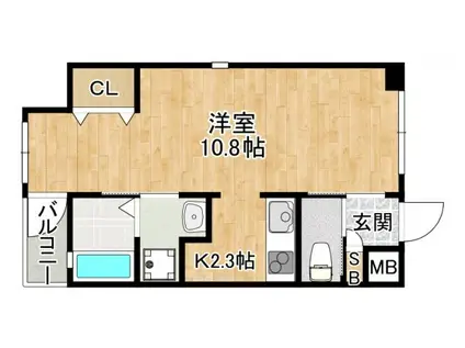 YOSOZAEMON(ワンルーム/2階)の間取り写真