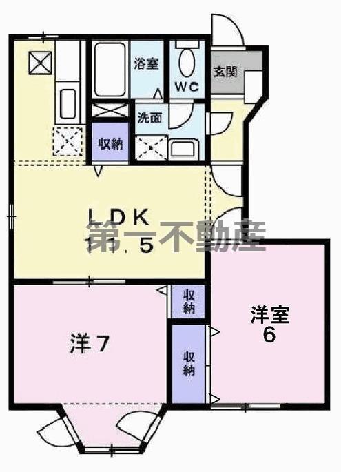 ルーラル・タウンB(2LDK/1階)の間取り写真