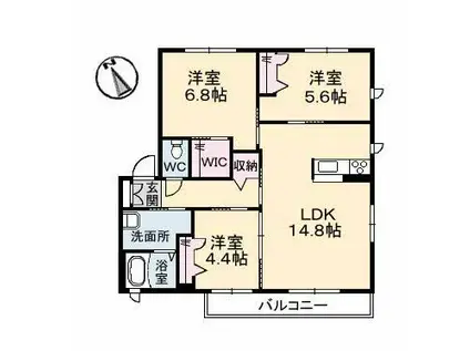 グランマスト茶屋町C棟(3LDK/2階)の間取り写真