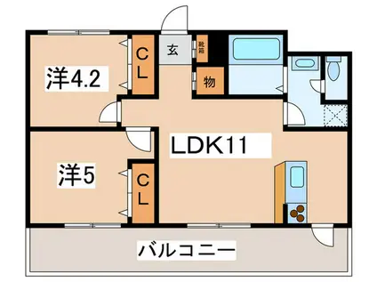 ベルコート(2LDK/2階)の間取り写真