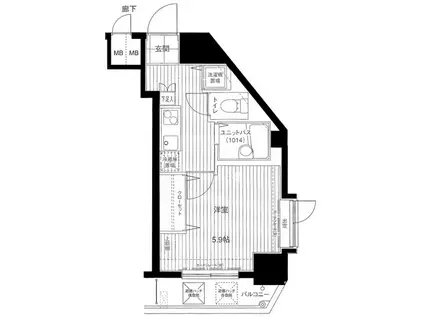 メインステージ日本橋馬喰町(1K/12階)の間取り写真