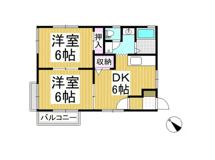 ディアスK2(2DK/1階)の間取り写真