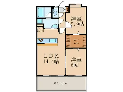 NEWGAEA四季彩の丘C棟(2LDK/6階)の間取り写真
