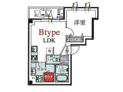 BCASA ASAKUSA IMADO(1LDK/2階)の間取り写真
