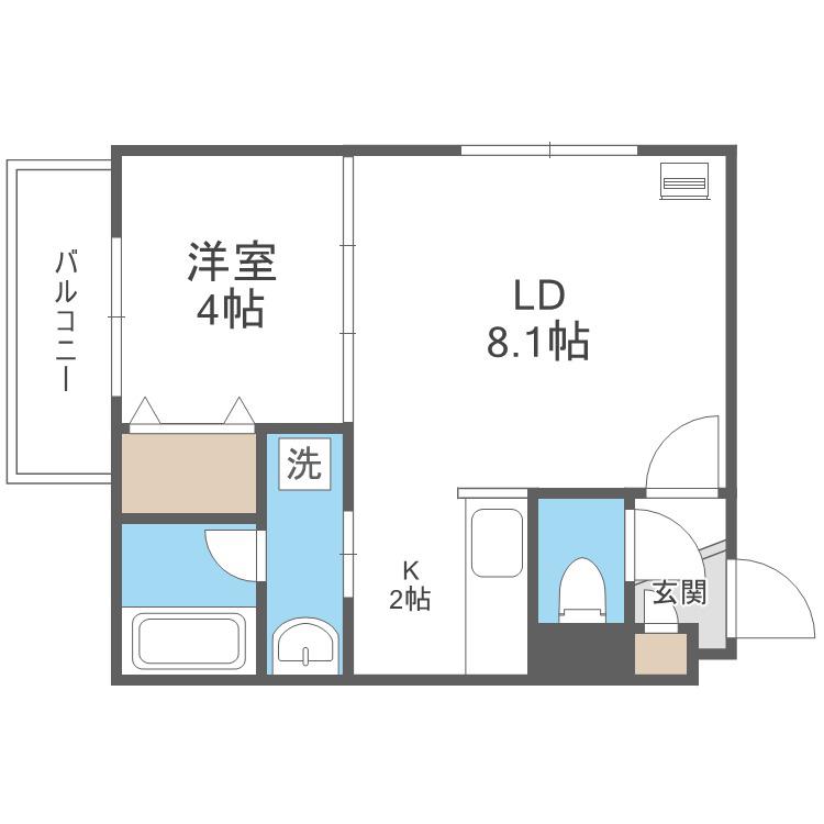 カレラ南郷(1LDK/4階)の間取り写真