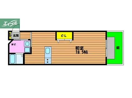 ラパルテール奉還町壱番館(ワンルーム/1階)の間取り写真