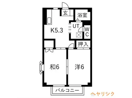 NEWCITY MOTO(2DK/2階)の間取り写真