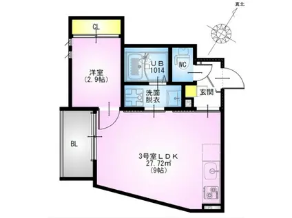 レガリスト 柏泉町(1LDK/1階)の間取り写真