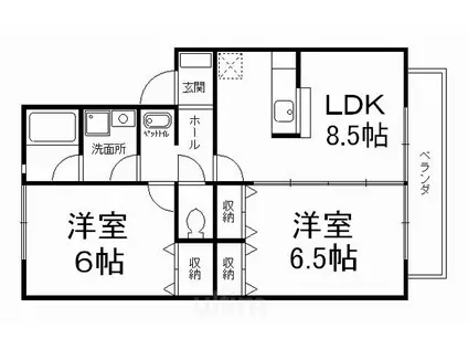 ヴィラカナル(2LDK/2階)の間取り写真