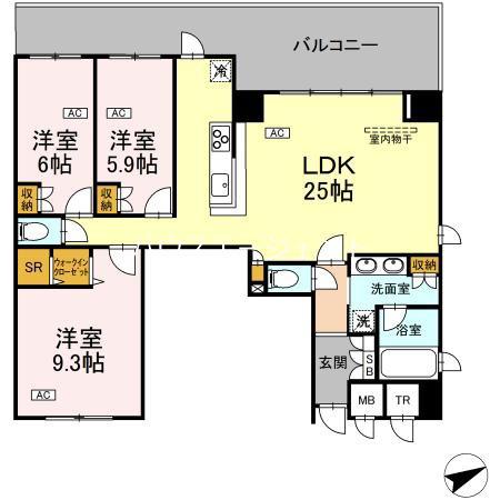 サンジョイアゼロ(3LDK/8階)の間取り写真
