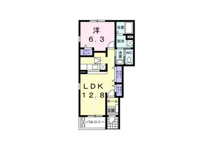 グラン・シャリオB(1LDK/1階)の間取り写真