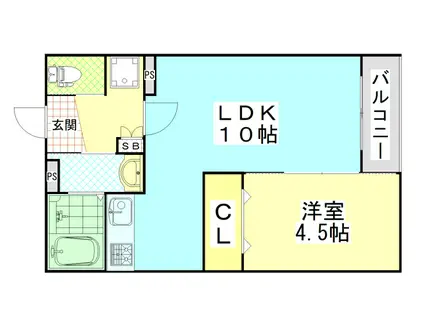 シティーコート八尾イースト B(1LDK/2階)の間取り写真
