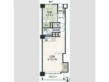 鵠沼フラワーマンション(1LDK/2階)の間取り写真