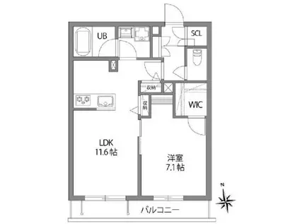 ミルフォードテラス(1LDK/1階)の間取り写真