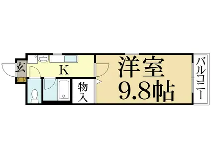 グリーンヒル洛北(1K/1階)の間取り写真