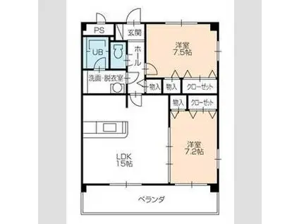 アンピレイン(2LDK/1階)の間取り写真