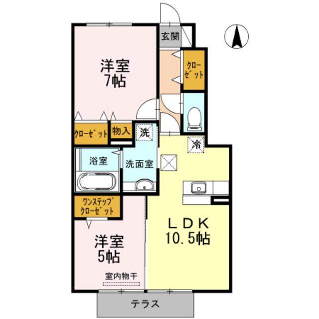 エクレラージュ II(2LDK/1階)の間取り写真