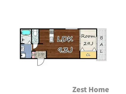 GAZELLE NOAH尼崎尾浜II(1LDK/2階)の間取り写真