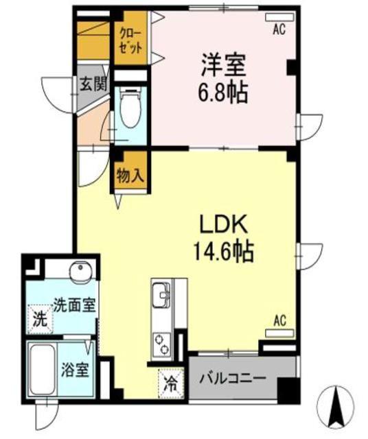 ツリーベル松が谷(1LDK/1階)の間取り写真