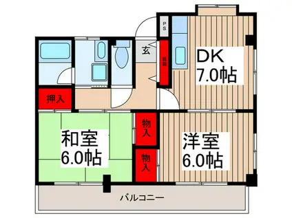 プロスペリテやま(2DK/3階)の間取り写真