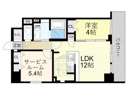 ラヴィベール江坂(2LDK/9階)の間取り写真