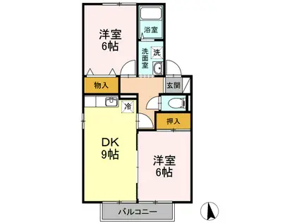 セジュール碧E(2DK/2階)の間取り写真