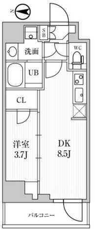 シーズンフラッツ住吉(1LDK/3階)の間取り写真