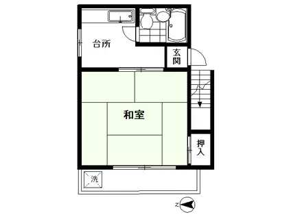 高松ハイム(1K/2階)の間取り写真