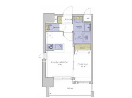 ネストピア東比恵駅前III(1LDK/2階)の間取り写真