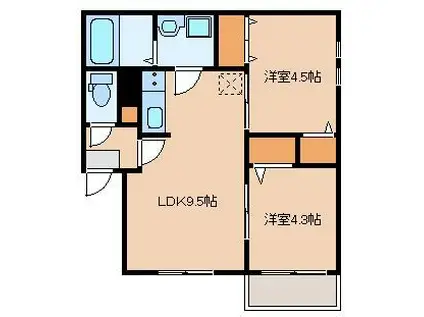 デフレノブ博多駅南(2LDK/2階)の間取り写真