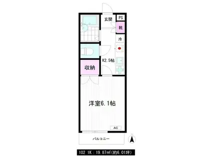 ドミール・シマ(1K/1階)の間取り写真