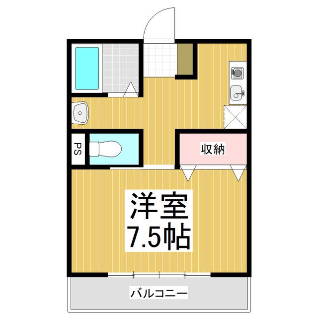 エヴァーグリーン中央(1K/2階)の間取り写真