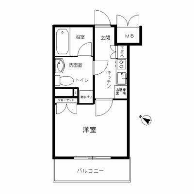 エクセリア溝ノ口(1K/3階)の間取り写真