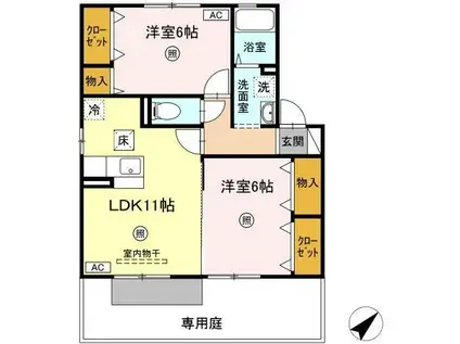 デュランタ(2LDK/1階)の間取り写真