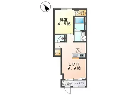 FIRST(1LDK/1階)の間取り写真