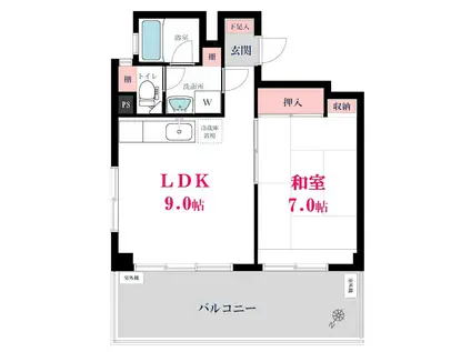 自由が丘SH(1LDK/3階)の間取り写真